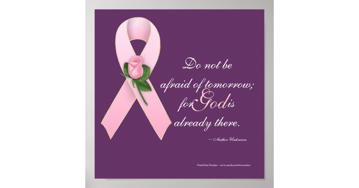 Breast Cancer Pink Ribbon w/Rose Custom Print | Zazzle.com