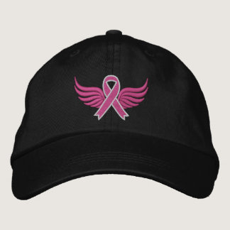 Breast Cancer Pink Ribbon Wings Embroidered Baseball Hat