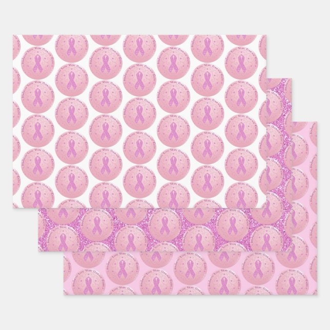 Breast Cancer Pink Ribbon Wrapping Paper Sheets (Set)