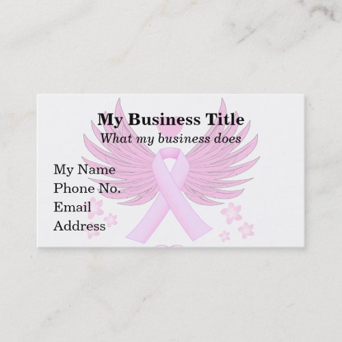 Breast Cancer Pink Wings With Ribbon Business Card
