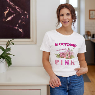 Breast cancer pumpkin Awareness Month we wear Pink T-Shirt