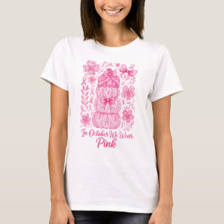 Breast Cancer Pumpkin In October We Wear Pink T-Shirt
