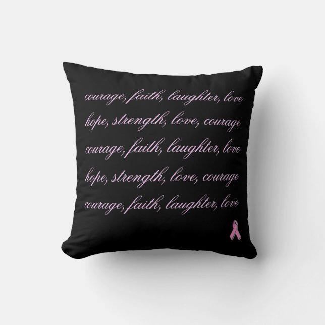 Breast Cancer Quote Throw Pillow (Front)