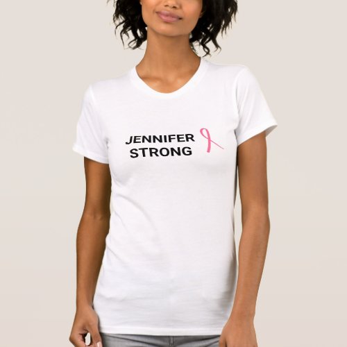 Breast Cancer Race Pink Ribbon Name Strong_ Light T_Shirt