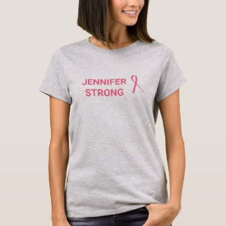Breast Cancer Race Pink Ribbon Name Strong- Pink T-Shirt