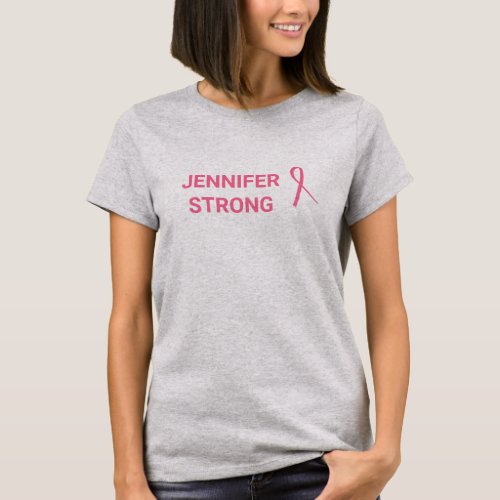 Breast Cancer Race Pink Ribbon Name Strong_ Pink T_Shirt