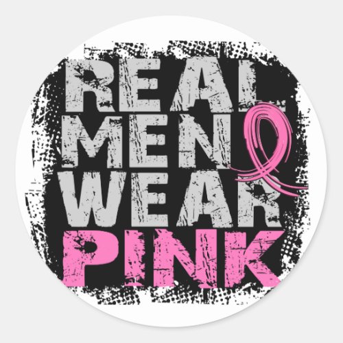 Breast Cancer Real Men Wear Pink Classic Round Sticker