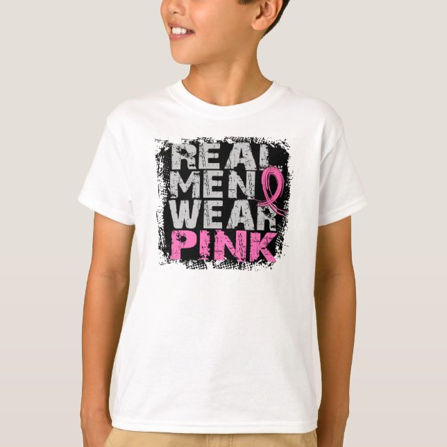 Breast Cancer Real Men Wear Pink T-Shirt (Front)
