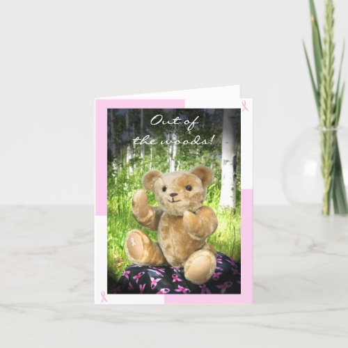 Breast Cancer Remission__Teddy Bear__Pink Ribbons Card