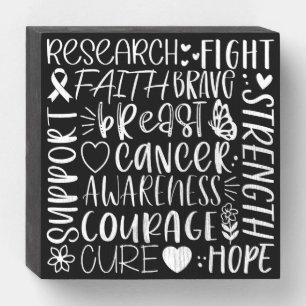 Breast Cancer Research and Fight in White Wooden Box Sign