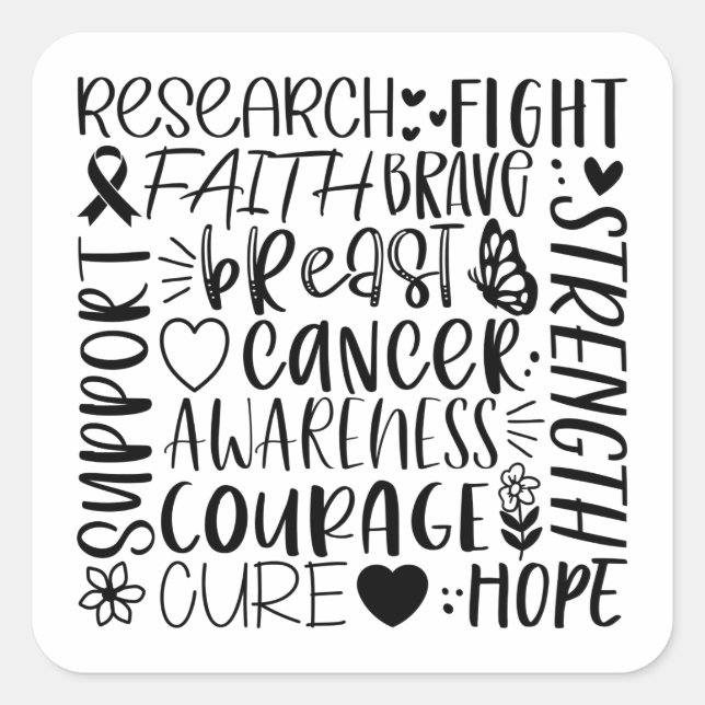 Breast Cancer Research and Fight Square Sticker (Front)