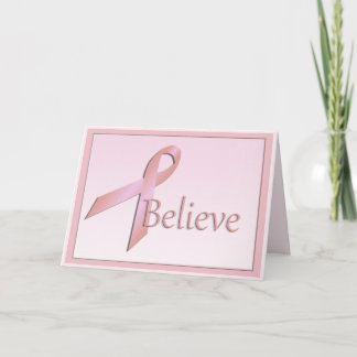 Breast Cancer Ribbon Believe Greeting Card