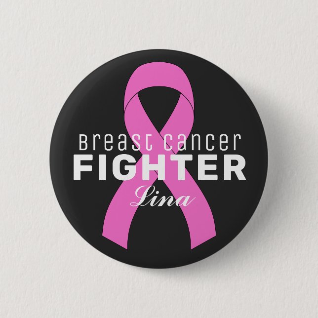 Breast Cancer Ribbon Black Button (Front)