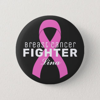 Breast Cancer Ribbon Black Button
