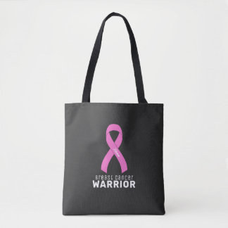 Breast Cancer Ribbon Black Tote Bag