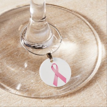 Breast Cancer Ribbon Charm Wine Charms by thinkpinkgirlpower at Zazzle