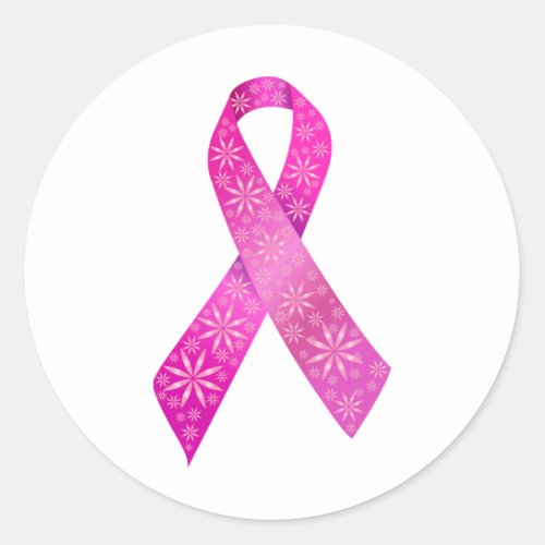 Breast Cancer Ribbon Classic Round Sticker