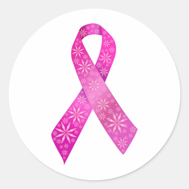 Breast Cancer Ribbon Classic Round Sticker (Front)