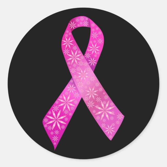 Breast Cancer Ribbon Classic Round Sticker (Front)