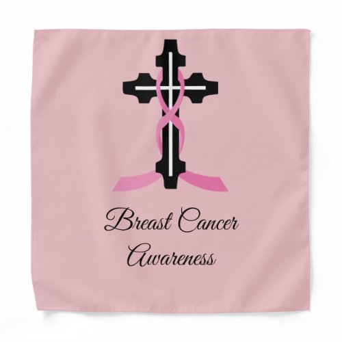 Breast Cancer Ribbon Cross Bandana