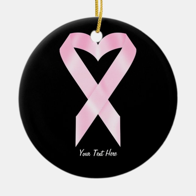 Breast Cancer Ribbon (customizable) Ceramic Ornament (Front)