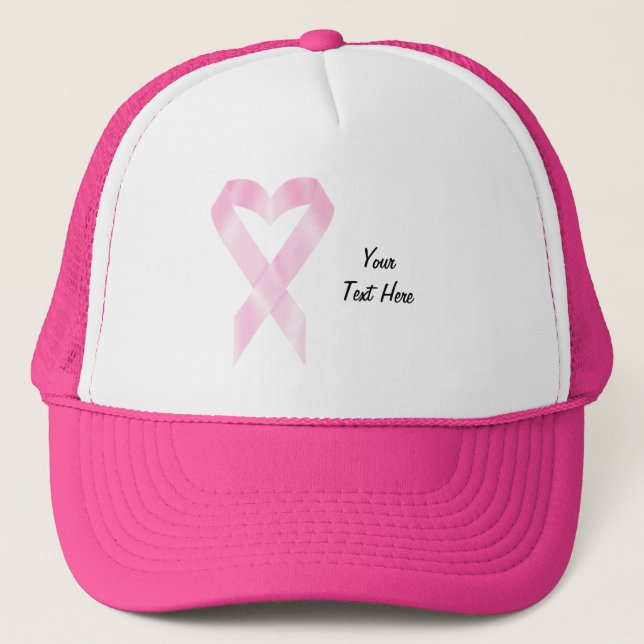 Breast Cancer Ribbon (customizable) Trucker Hat (Front)