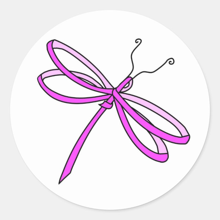 Breast Cancer Ribbon Dragonfly 1 Classic Round Sticker | Zazzle.com