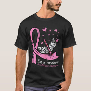 Breast cancer ribbon dragonfly survivor awareness T-Shirt
