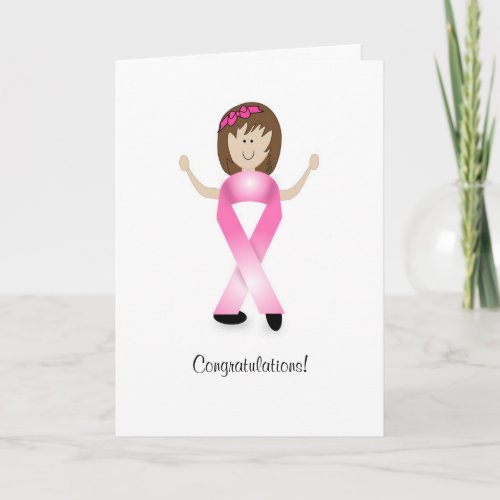 Breast Cancer Ribbon Girl _ Last Round of Chemo Card