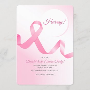 Breast Cancer Ribbon Invitation by PixiePrints at Zazzle