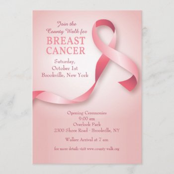 Breast Cancer Ribbon Invitation by heartfeltclub at Zazzle