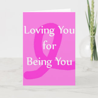 Breast Cancer Ribbon Loving You Blank Card