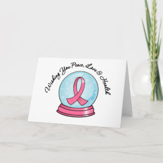 Breast Cancer Ribbon Merry Christmas Snowglobe Holiday Card
