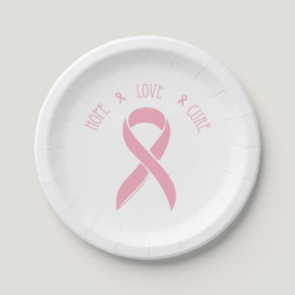 Breast Cancer Ribbon of Hope Paper Plates