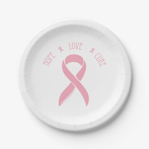 Breast Cancer Ribbon of Hope Paper Plates