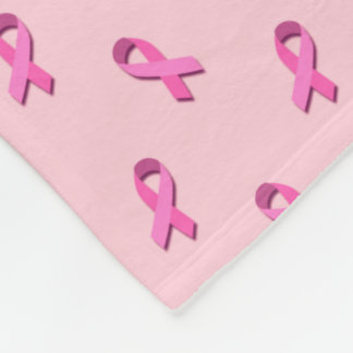 Breast Cancer Ribbon Pattern Pink Cancer Awareness Fleece Blanket