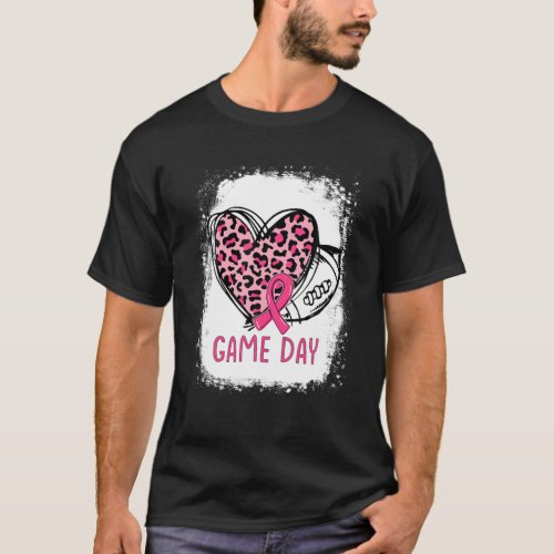 Breast Cancer Ribbon Pink Out Football Game Day Bl T_Shirt