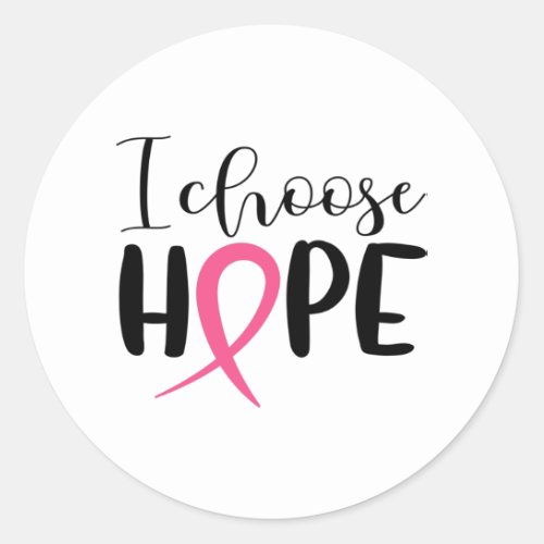 Breast Cancer Ribbon Print Classic Round Sticker