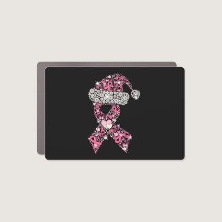 Breast Cancer Ribbon Shape Christmas Santa Ribbon Car Magnet