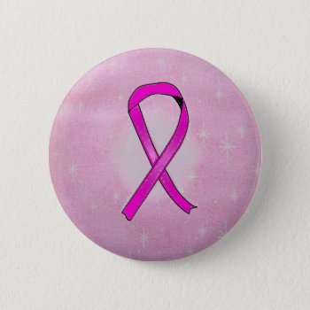 Breast Cancer Ribbon Sparkles Button by ebhaynes at Zazzle