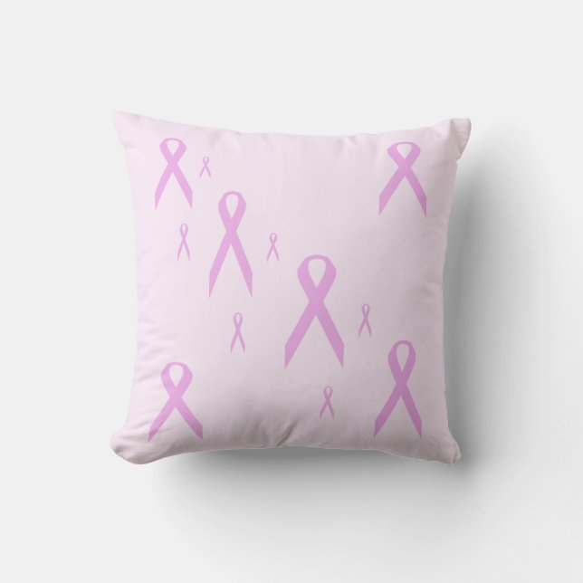 Breast Cancer Ribbon Throw Pillow (Front)