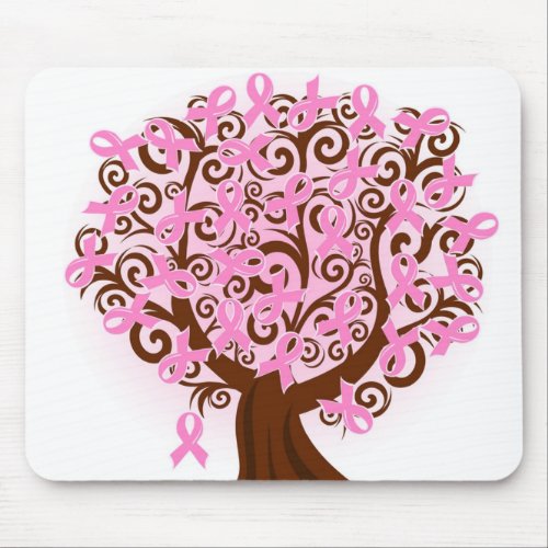 Breast Cancer Ribbon Tree Mouse Pad