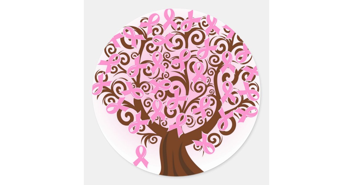 Breast Cancer Ribbon tree sticker