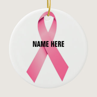 Breast Cancer Ribbon Tribute Ceramic Ornament