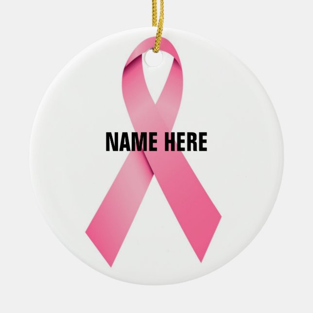 Breast Cancer Ribbon Tribute Ceramic Ornament (Front)