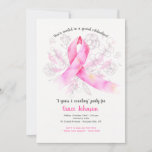 Breast Cancer Ribbon Watercolor Invitation at Zazzle