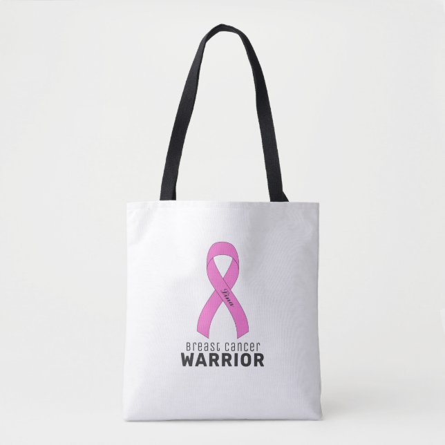 Breast Cancer Ribbon White Tote Bag (Front)