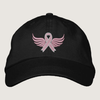Breast Cancer Ribbon Wings Embroidered Baseball Cap