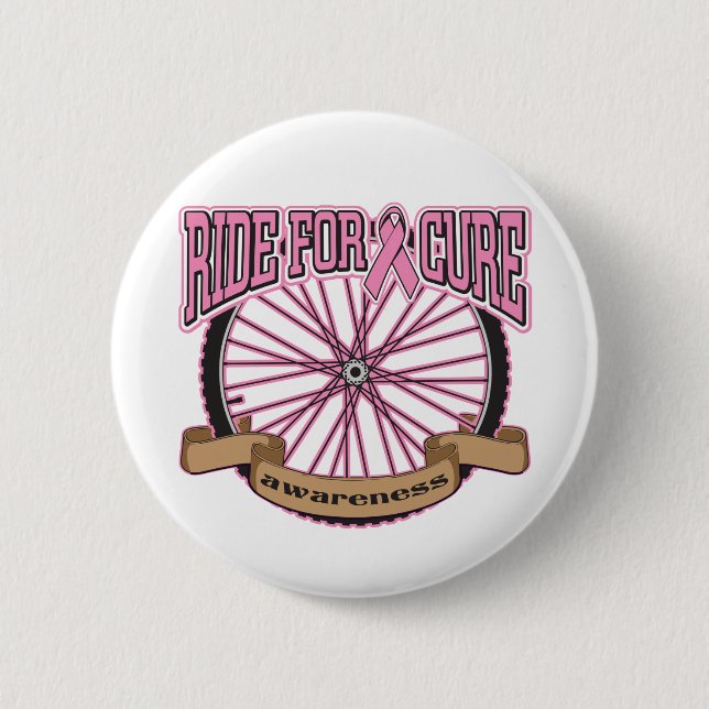 Breast Cancer Ride For Cure Button (Front)