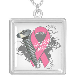 Breast Cancer - Screw Cancer Silver Plated Necklace